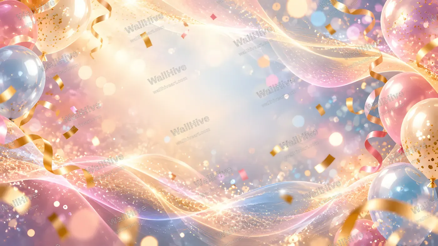 Pastel Birthday Balloons Celebration Background 4K