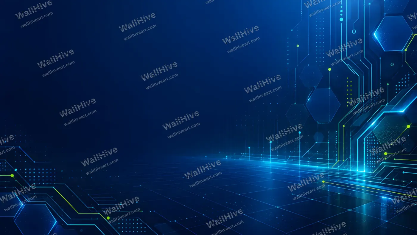 Blue Digital Hexagon Technology Background 4K