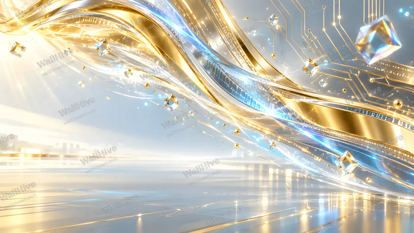 Gold Blue Luxury Technology Background 4K | WallHive