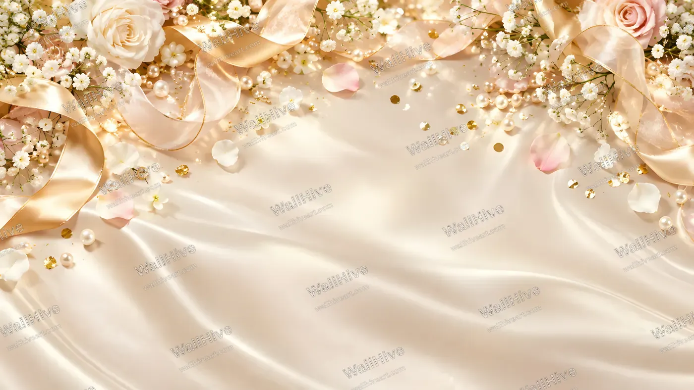 Luxury Champagne Silk Wedding Floral Background 4K | WallHive