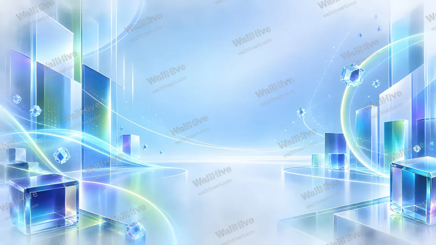 Futuristic Blue Glass Technology Background 4K | WallHive
