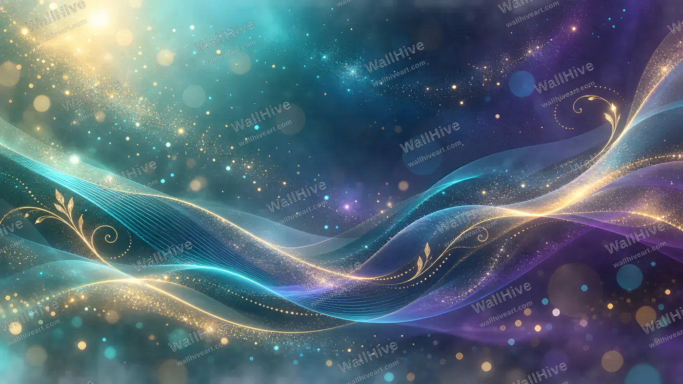 Glowing Blue and Gold Abstract Waves Background