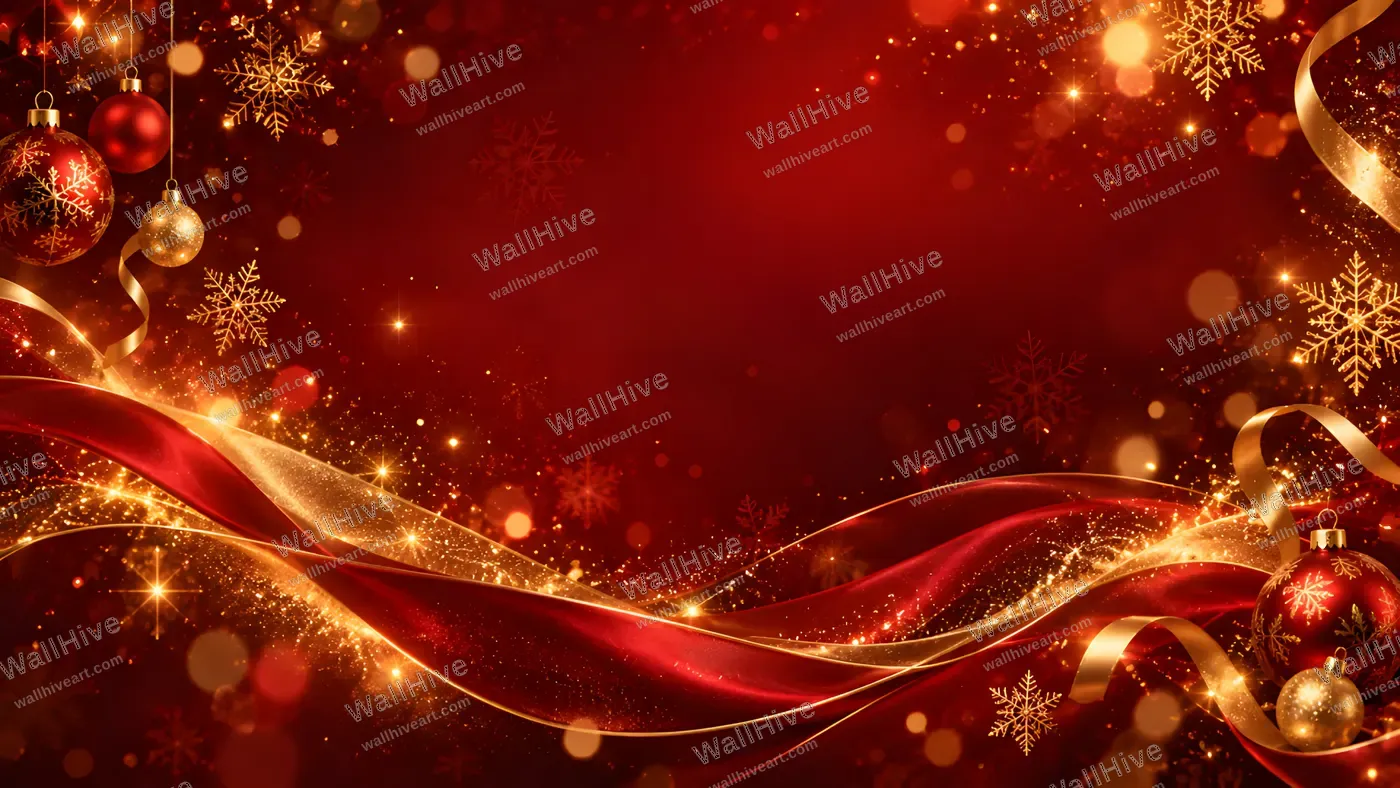 Red and Gold Christmas Background with Ornaments