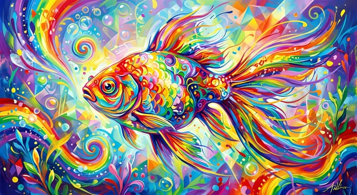 Colorful Abstract Goldfish 4K Wallpaper wallpaper