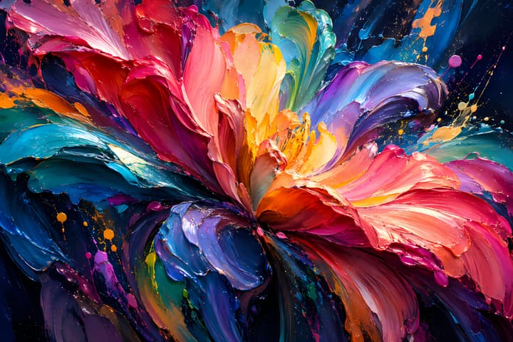 Colorful Abstract Impasto Flower Painting Wallpaper wallpaper