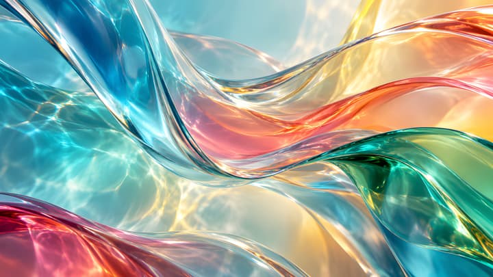 Colorful Liquid Glass Waves Abstract Wallpaper 4K wallpaper
