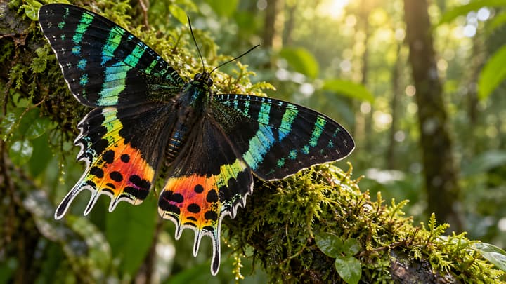 Colorful Tropical Butterfly in Rainforest 8K Wallpaper | WallHive wallpaper