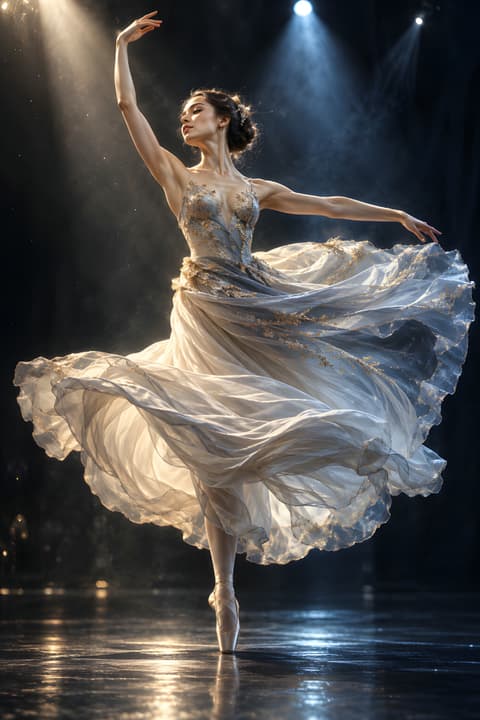 Elegant Ballerina in Flowing White Dress Wallpaper wallpaper