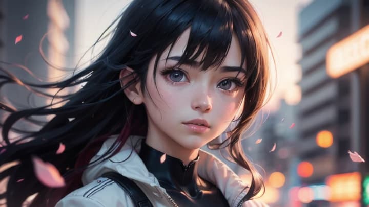 Evening Breeze – Anime Girl in the City wallpaper