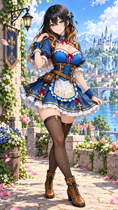 Fantasy Anime Girl by the Castle 4K Mobile Wallpaper Категория: wallpaper
