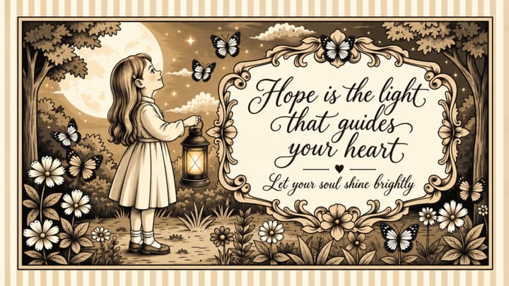 Hope Is the Light – Vintage Girl with Lantern Inspirational Quote wallpaper