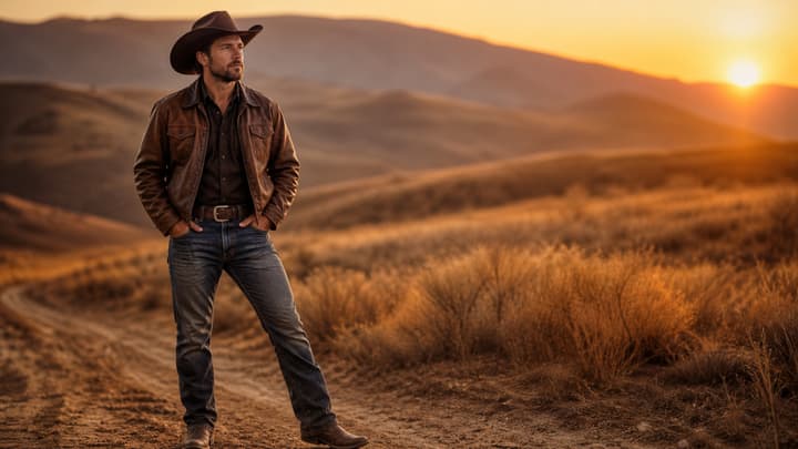 Lone Cowboy at Sunset wallpaper