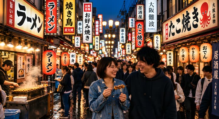 Osaka Dotonbori Night Street Food 4K Wallpaper wallpaper