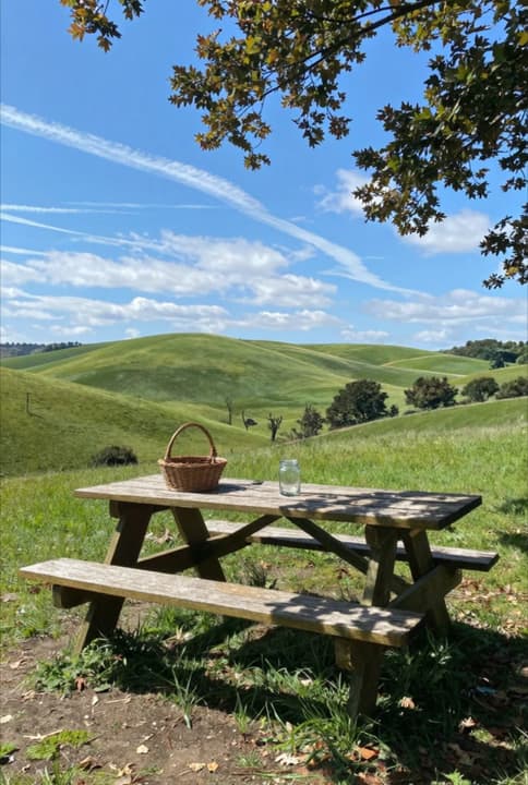 Peaceful Picnic in Green Hills wallpaper