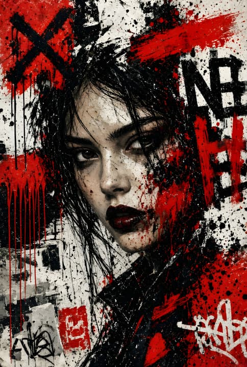 Red Black Grunge Woman Street Art Wallpaper wallpaper