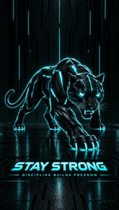 Stay Strong – Neon Cyber Panther Phone Wallpaper wallpaper