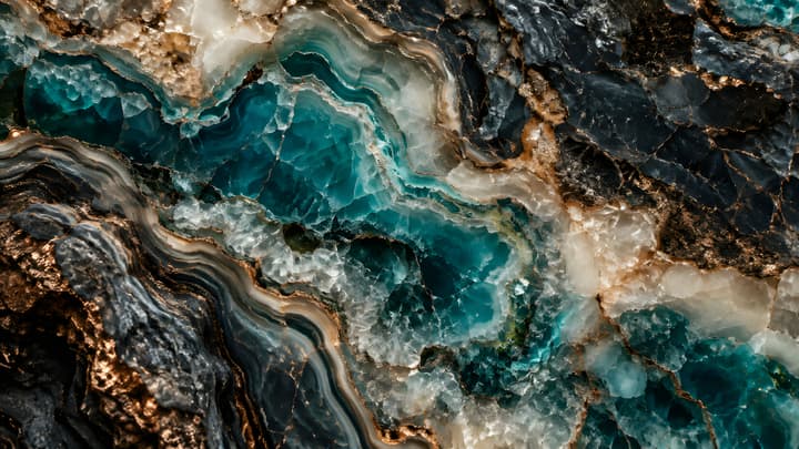 Turquoise Geode Texture with Gold Veins wallpaper